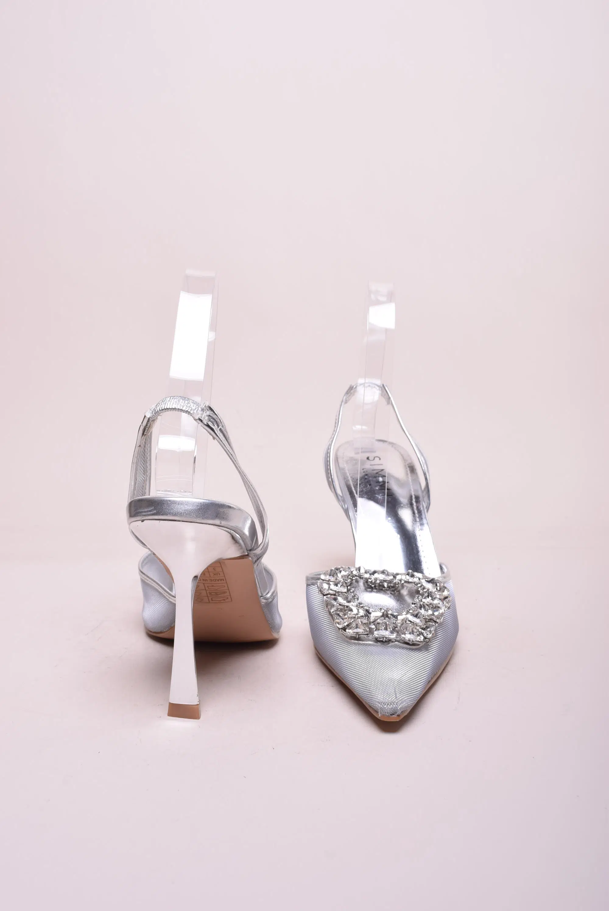 Pantofi dama stiletto decupati in spate, cu pietricele [3]