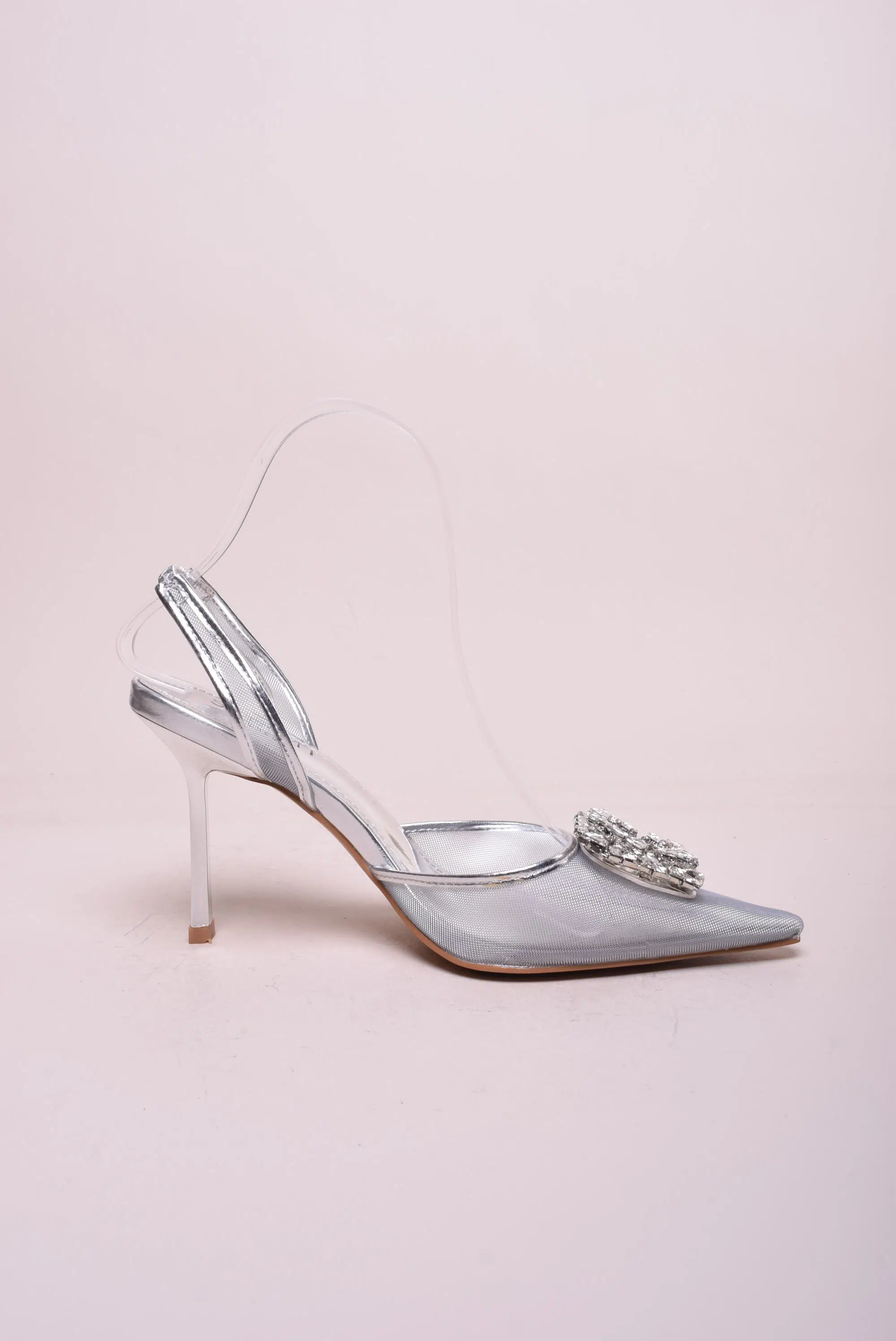 Pantofi dama stiletto decupati in spate, cu pietricele [4]