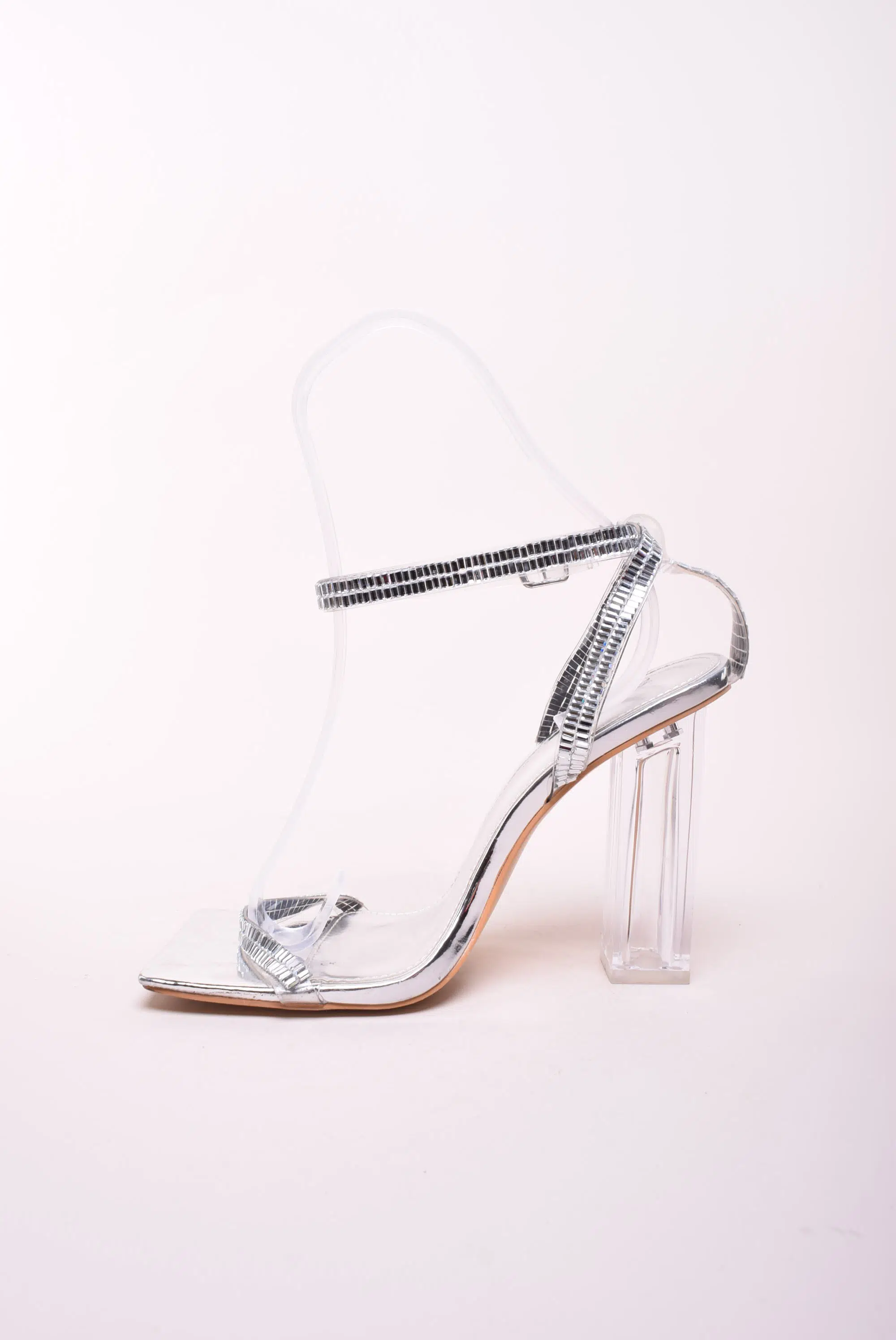 Sandale dama cu toc transparent, cu pietricele [4]