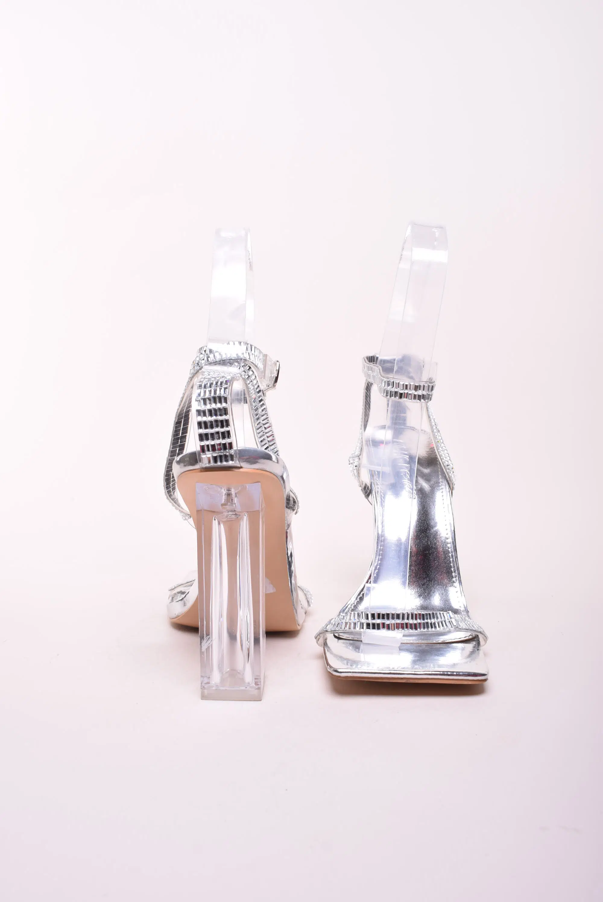 Sandale dama cu toc transparent, cu pietricele [3]