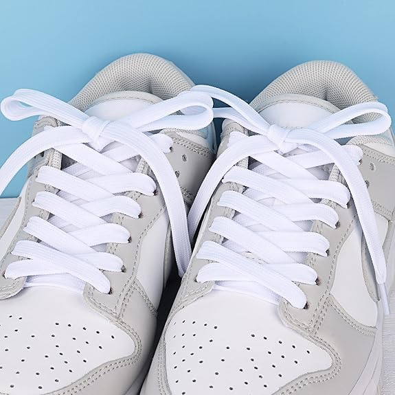 Șireturi pentru încălțăminte sport, Alb, Bumbac, Calitate premium, 100 cm x 0.8 cm [2]