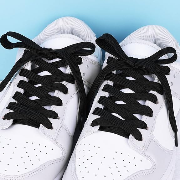 Șireturi pentru încălțăminte sport, Negru, Calitate premium, 110 cm x 0.8 cm [2]