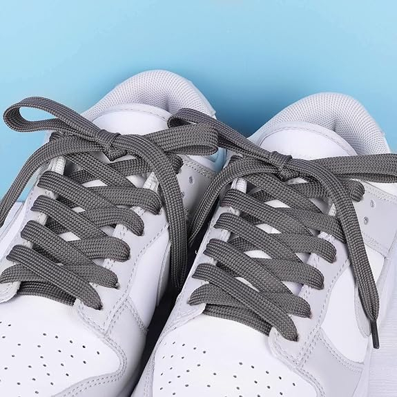 Șireturi pentru încălțăminte sport, Gri, Calitate premium, 110 cm x 0.8 cm [2]