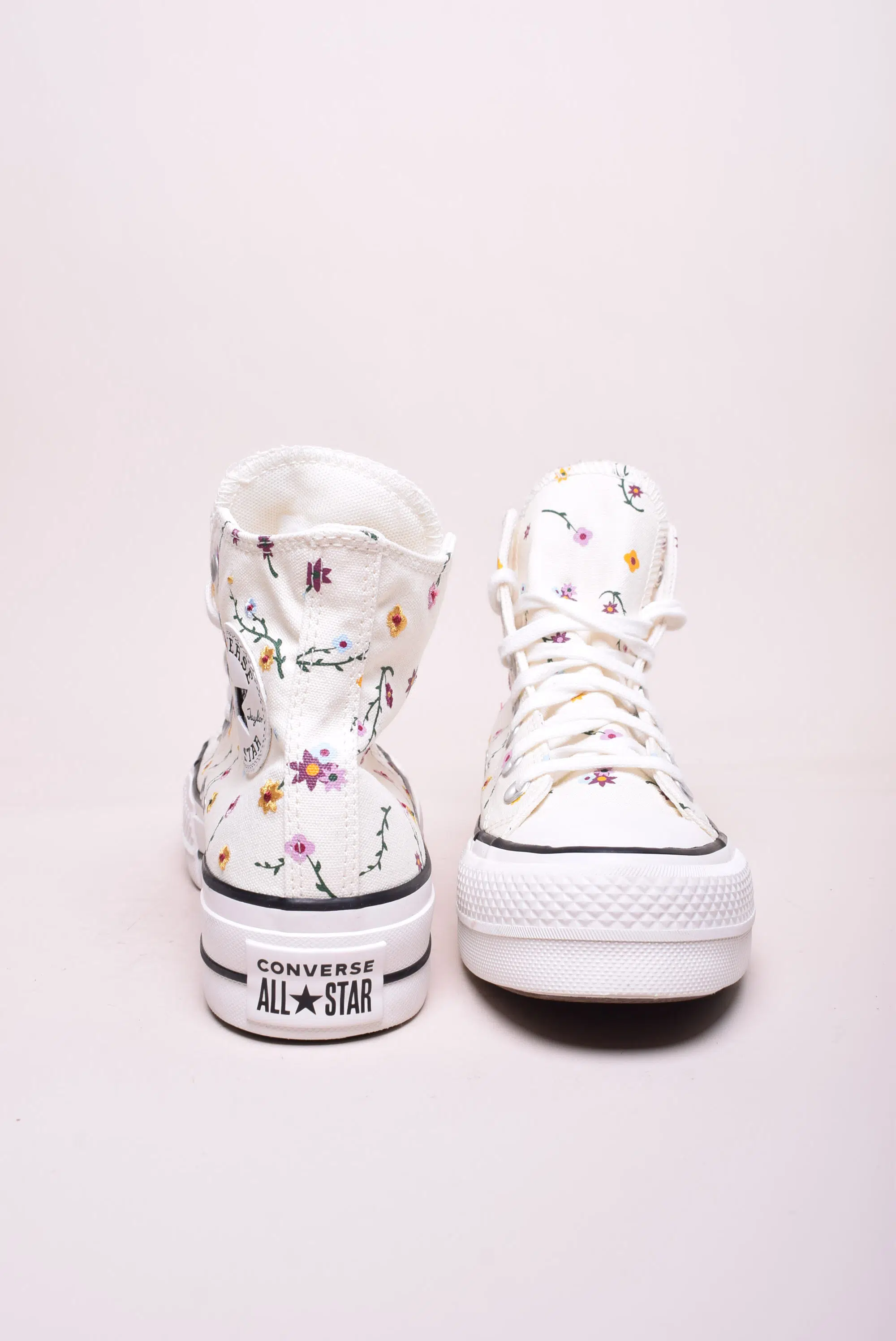 Tenisi dama cu platforma All Star, cu floricele [3]