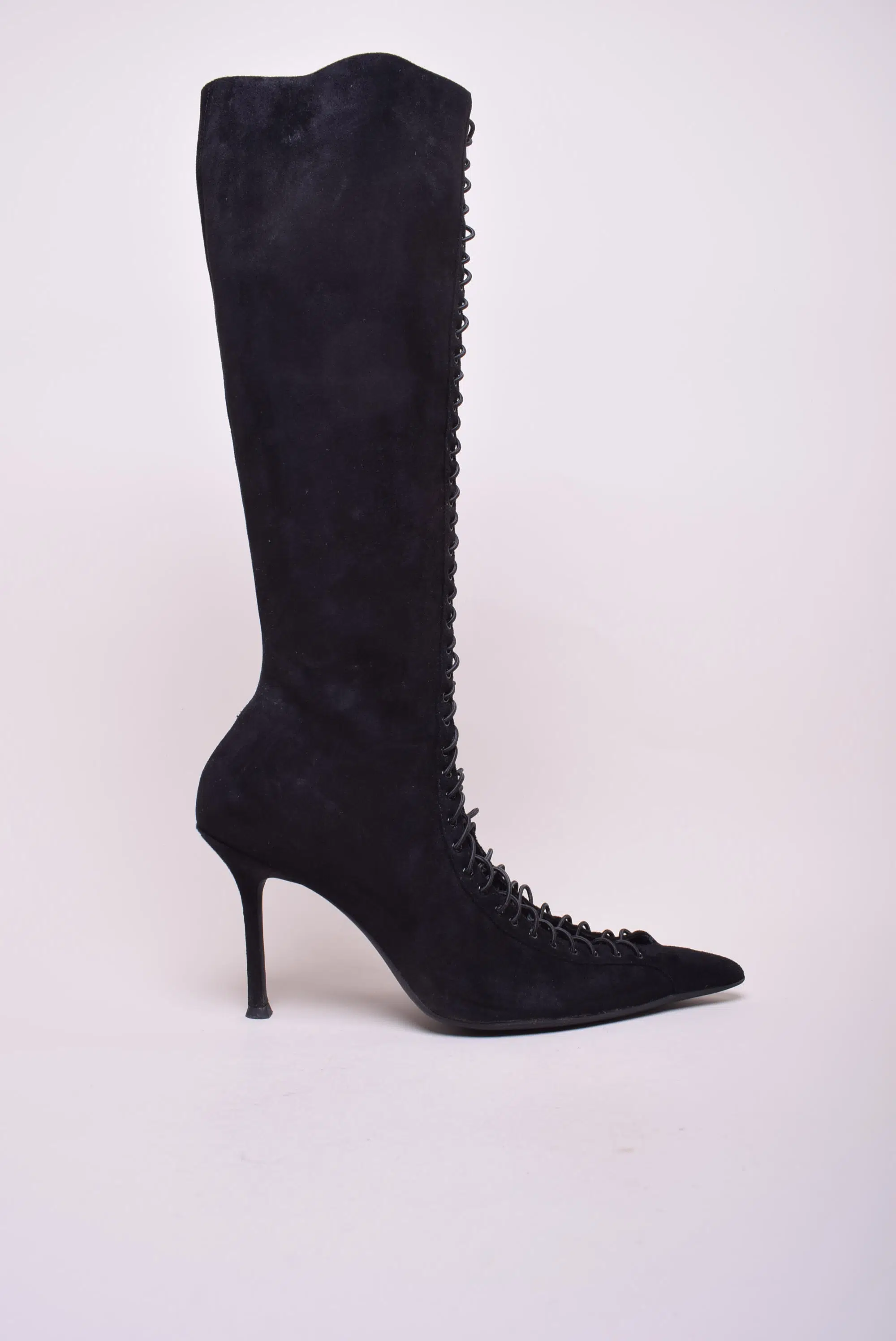 Cizme dama stiletto, decupati, cu sireturi [0]