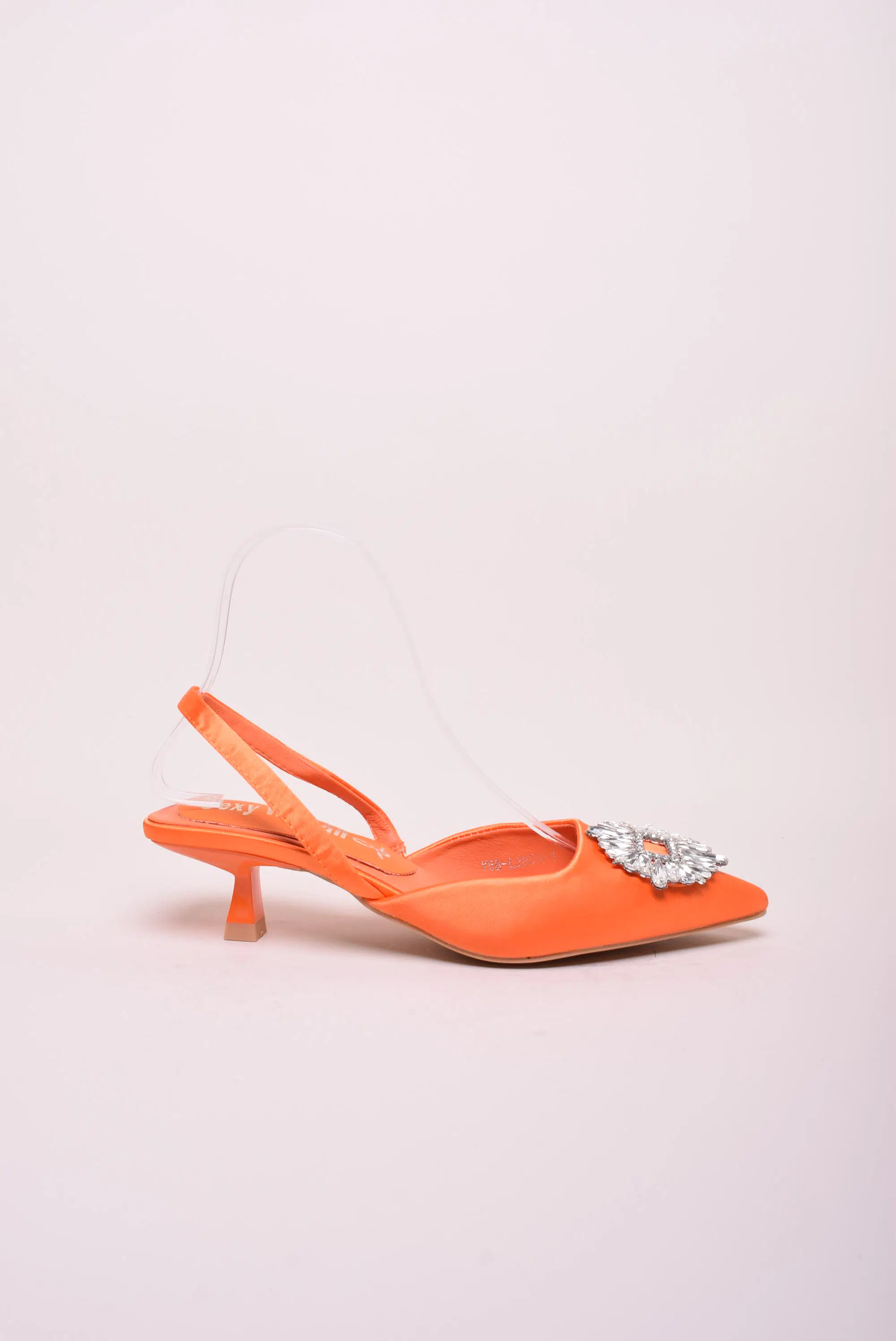 Pantofi dama stiletto cu pietricele, decupati in spate