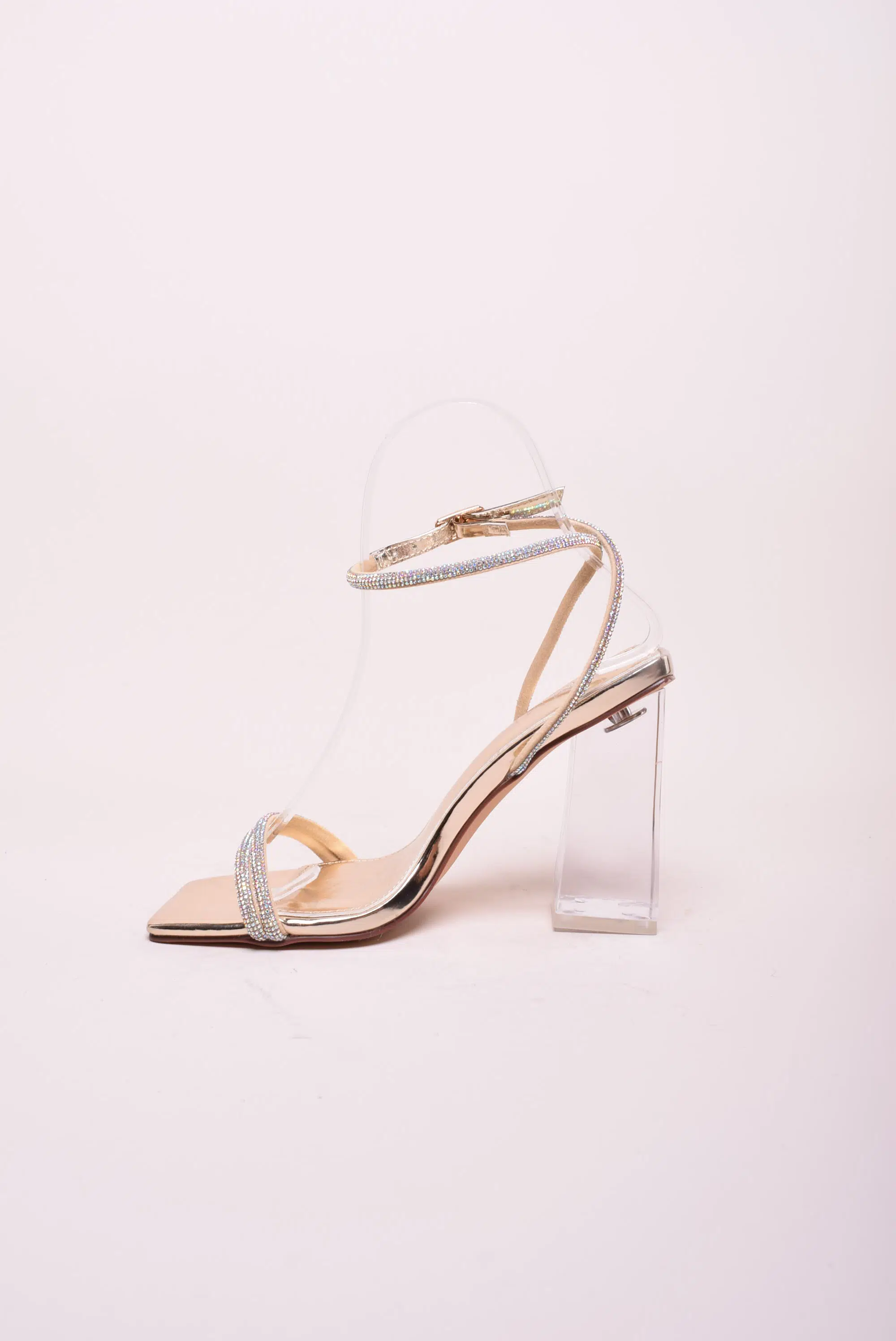Sandale dama cu toc transparent, cu pietricele [3]
