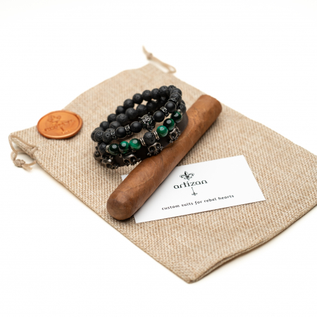 Set bratari din piele si pietre pentru barbati "Cap de lup" [1]