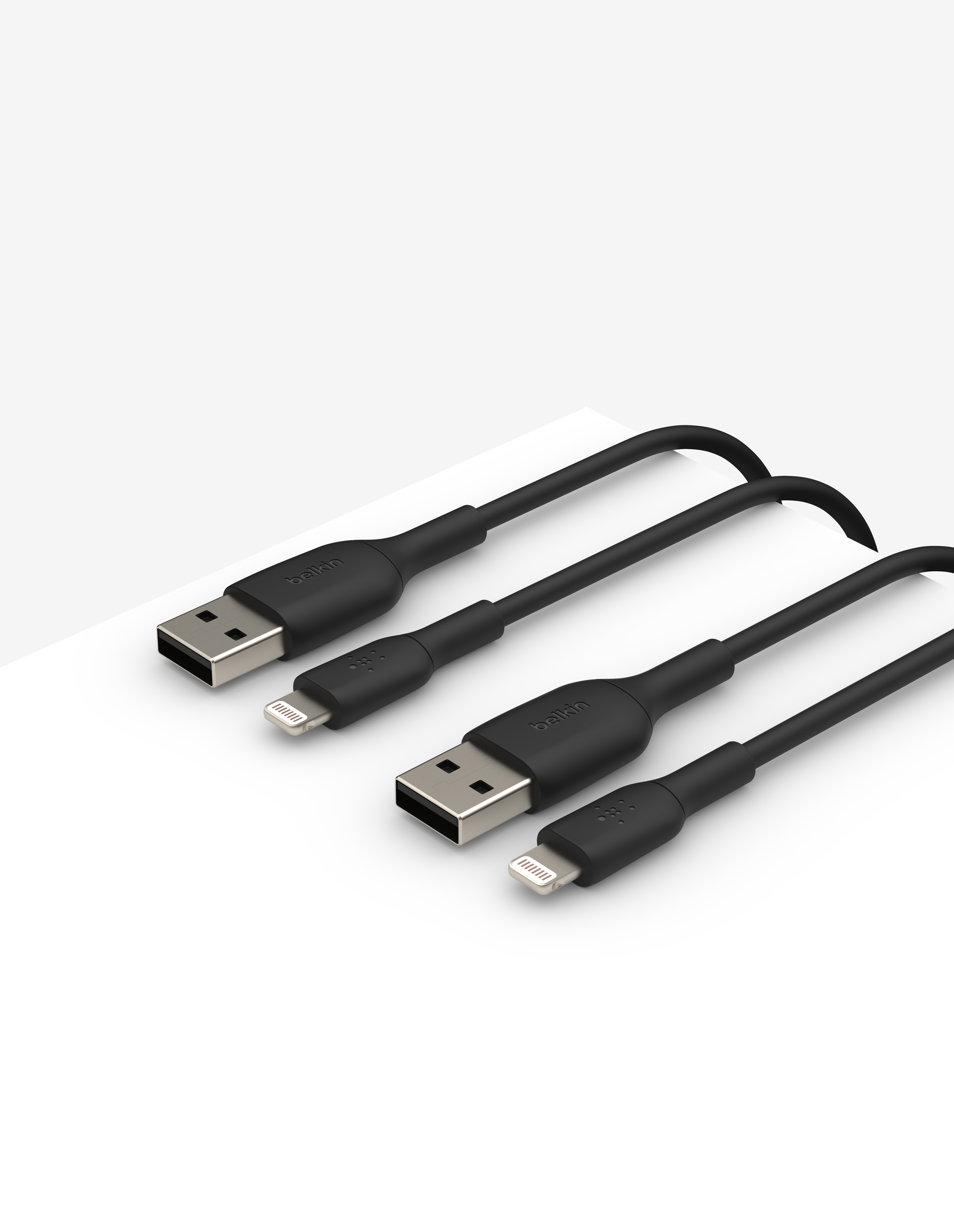 Belkin BOOST CHARGE USB-A to Lightning Cable, PVC - 1M (2 PK) - Black [4]