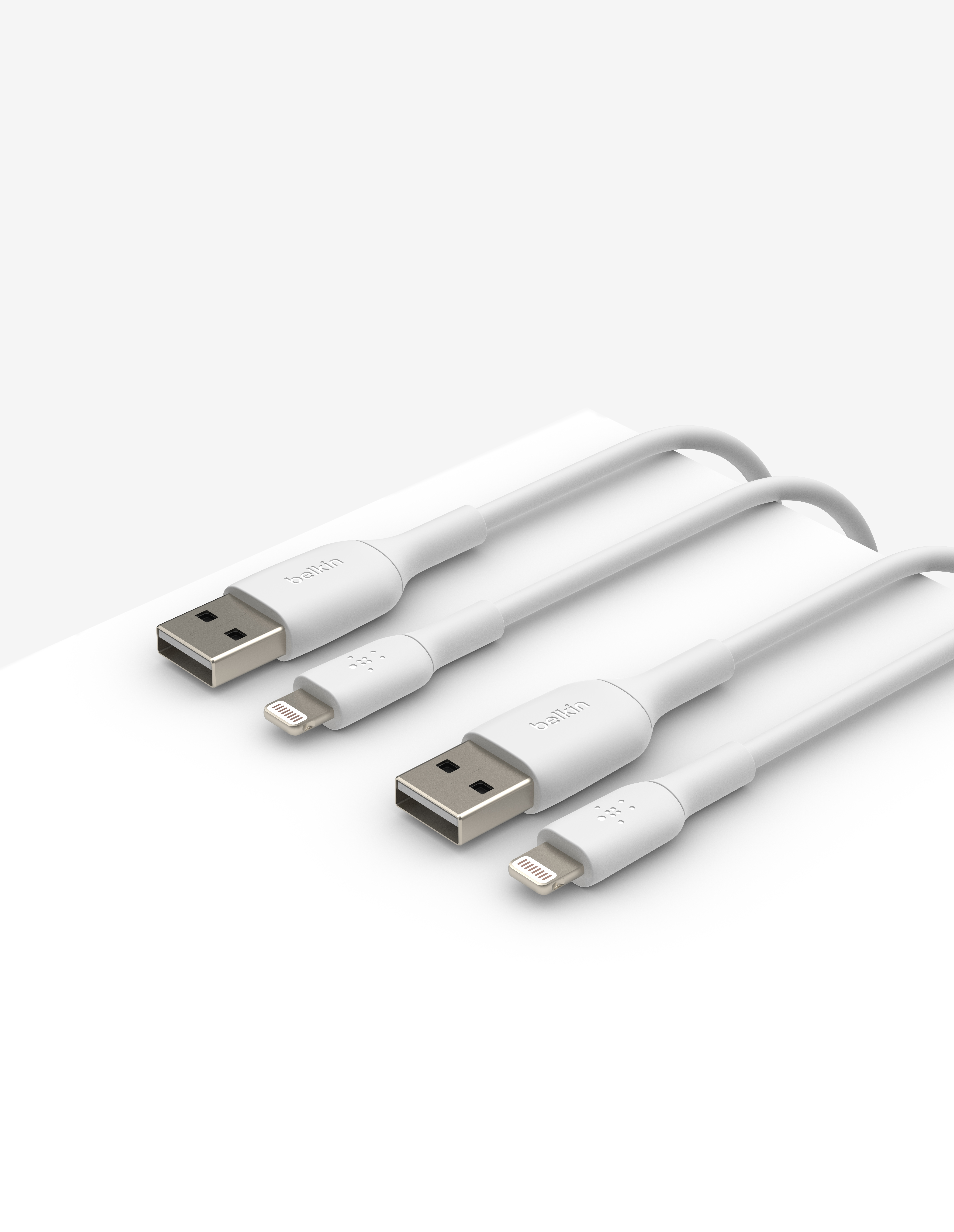 Belkin BOOST CHARGE USB-A to Lightning Cable, PVC - 1M (2 PK) - White [4]