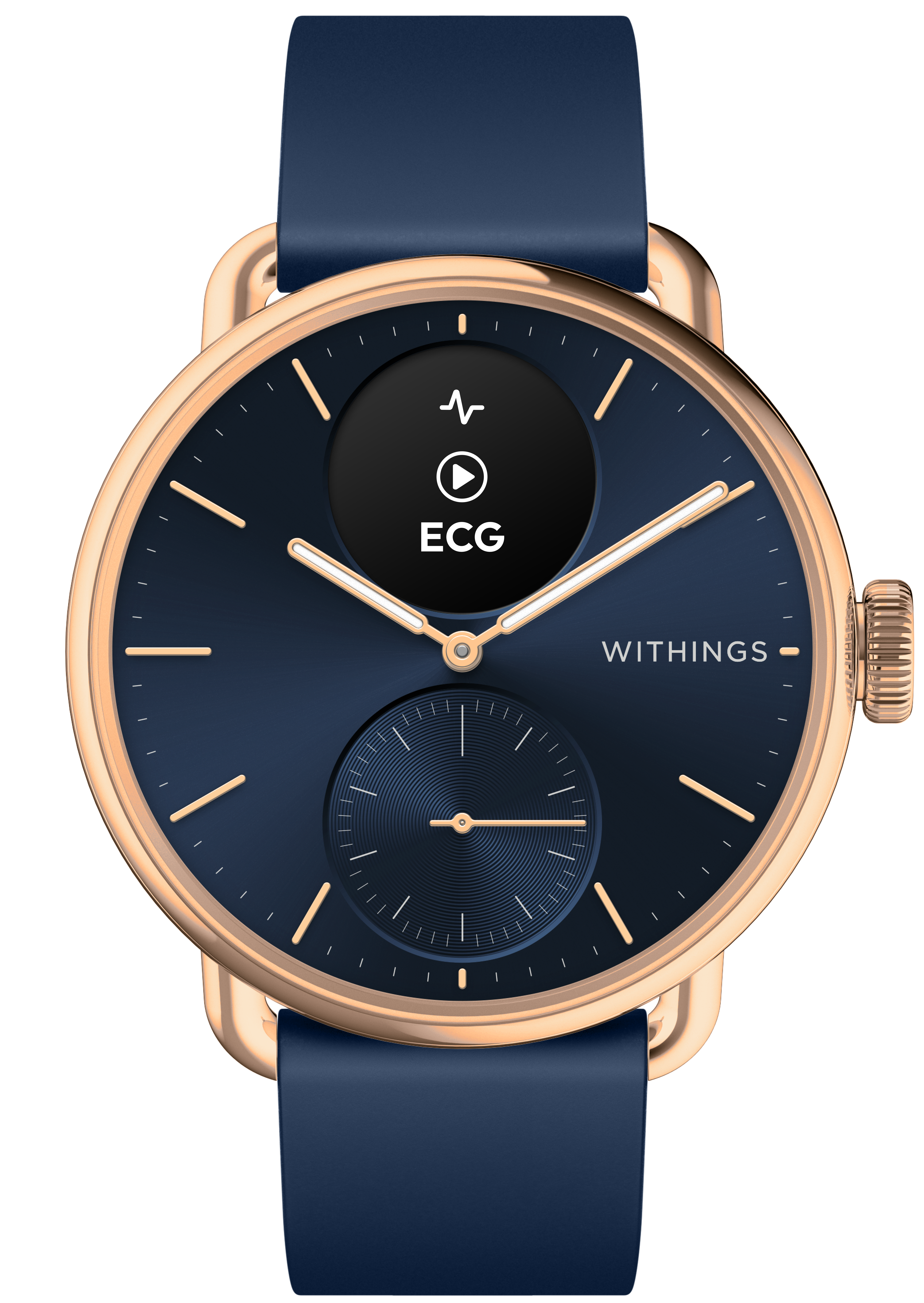 Withings Scanwatch 2 / 38mm (Activity, Sleep Tracker, ECG, Temperature, SPO2 / Stainless steel, fkm wristband, sapphire glass) - Blue [1]