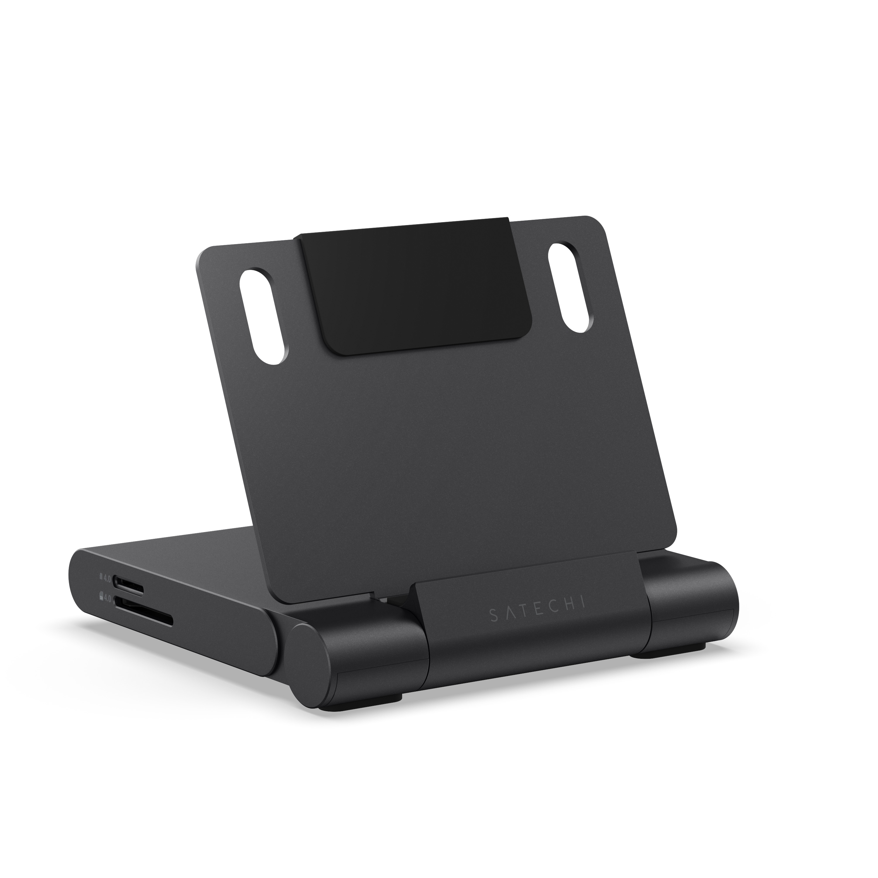 Satechi OntheGo Foldable Stand Hub (4K60Hz HDMI,1x 100W USB-C PD,Dual 10Gbps USB-C & USB-A,UHS-II SD & microSD Card Slots,iPad Compatibility 2021+) - Space Black [1]