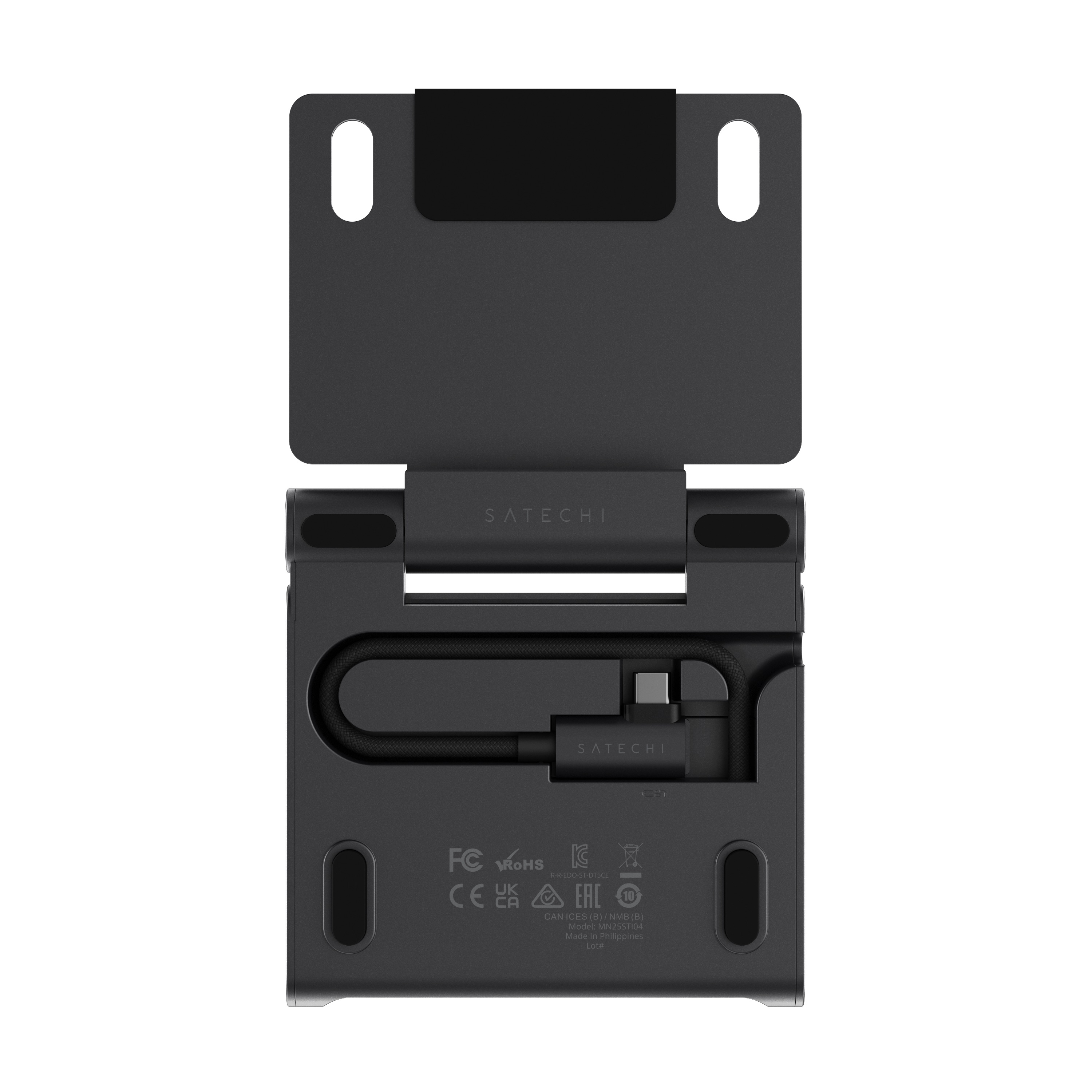 Satechi OntheGo Foldable Stand Hub (4K60Hz HDMI,1x 100W USB-C PD,Dual 10Gbps USB-C & USB-A,UHS-II SD & microSD Card Slots,iPad Compatibility 2021+) - Space Black [10]