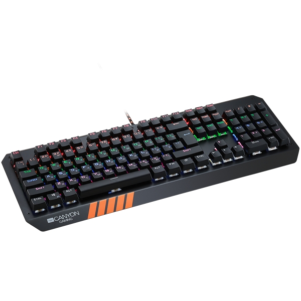 CANYON Hazard GK-6, Wired multimedia gaming keyboard with lighting effect, 108pcs rainbow LED, Numbers 104keys, EN double injection layout, cable length 1.8M, 450.5*163.7*42mm, 0.90kg, color black [3]