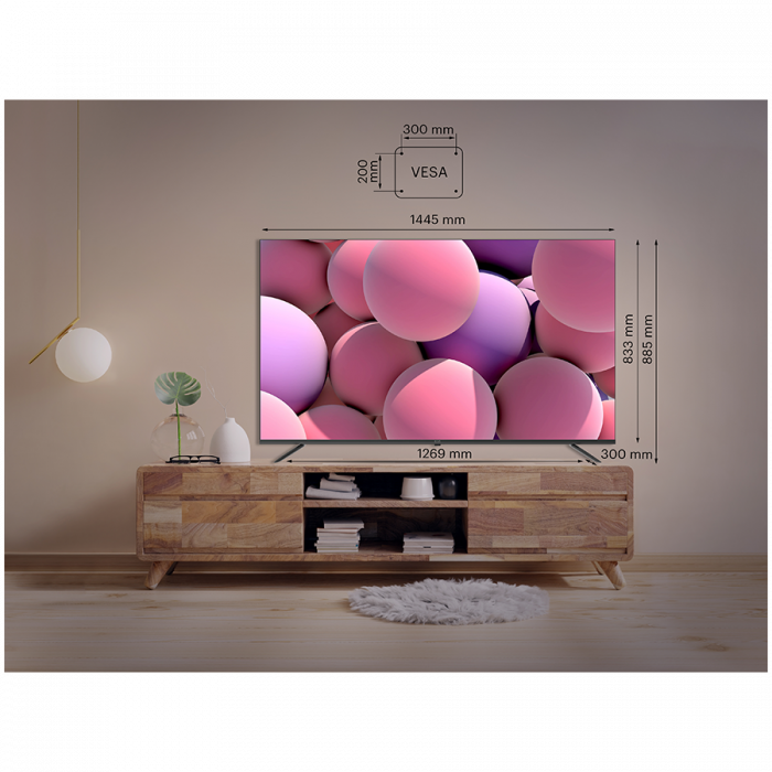 65 , UHD, Android TV 11, Black, 3840х2160, 60 Hz, Sound by JVC, 2x12W, 53 kWh/1000h , BT5.1, HDMI ports 4, 24 months [10]