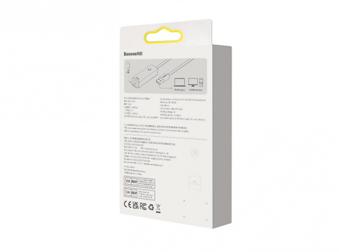 ADAPTOR RETEA Baseus Lite, USB 2.0 to RJ-45 Gigabit LAN Adapter, metalic, LED, gri "WKQX000113" (include TV 0.18lei) - 6932172606077 [3]