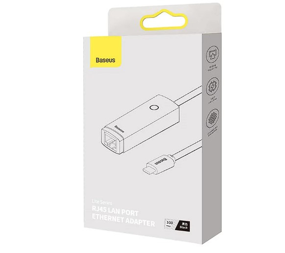 ADAPTOR RETEA Baseus Lite, USB Type-C to RJ-45 Gigabit LAN, LED, negru "WKQX000301" (include TV 0.18lei) - 6932172606114 [3]