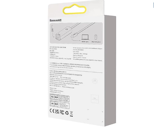 ADAPTOR RETEA Baseus Lite, USB Type-C to RJ-45 Gigabit LAN, LED, negru "WKQX000301" (include TV 0.18lei) - 6932172606114 [4]