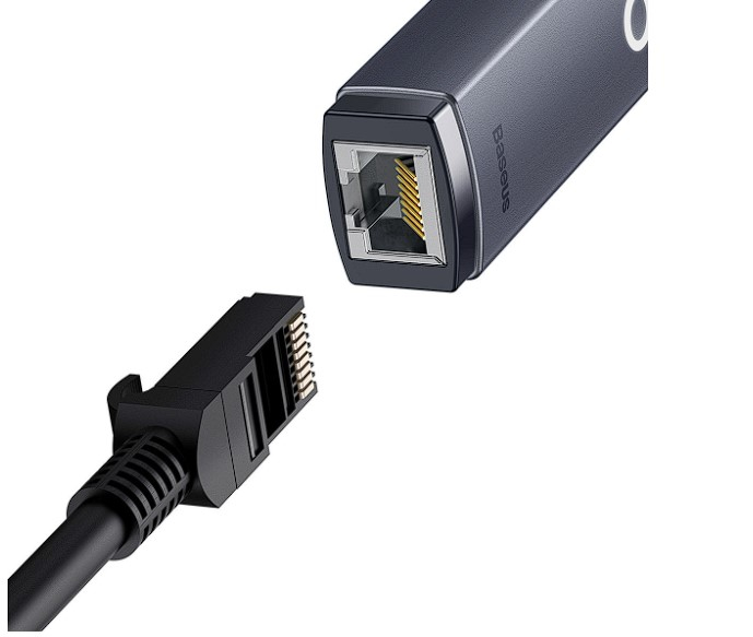 ADAPTOR RETEA Baseus Lite, USB Type-C to RJ-45 Gigabit LAN, metalic, LED, gri "WKQX000313" (include TV 0.18lei) - 6932172606138 [2]
