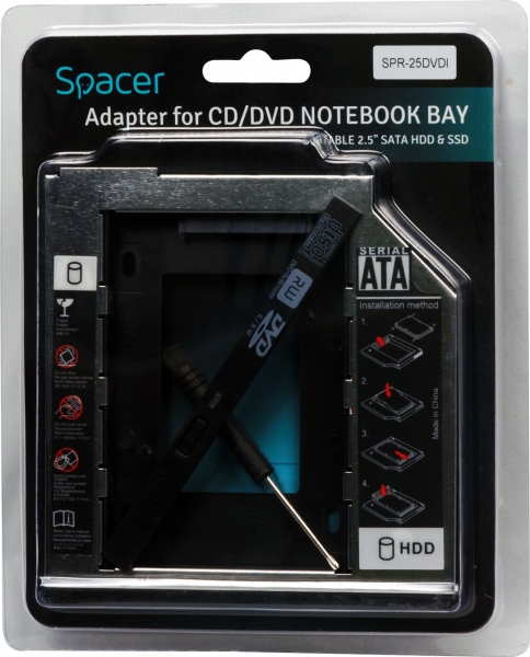 Adaptor SSD pentru CD/DVD Bay, pentru Notebook, Ingust, 9mm, SPR-25DVDI [2]