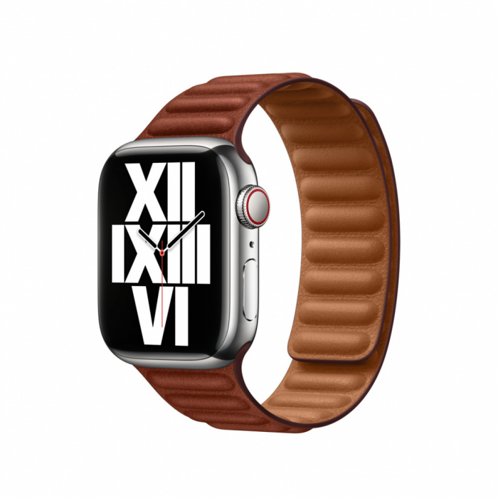 Apple Watch 41mm Band: Umber Leather Link - S/M [2]