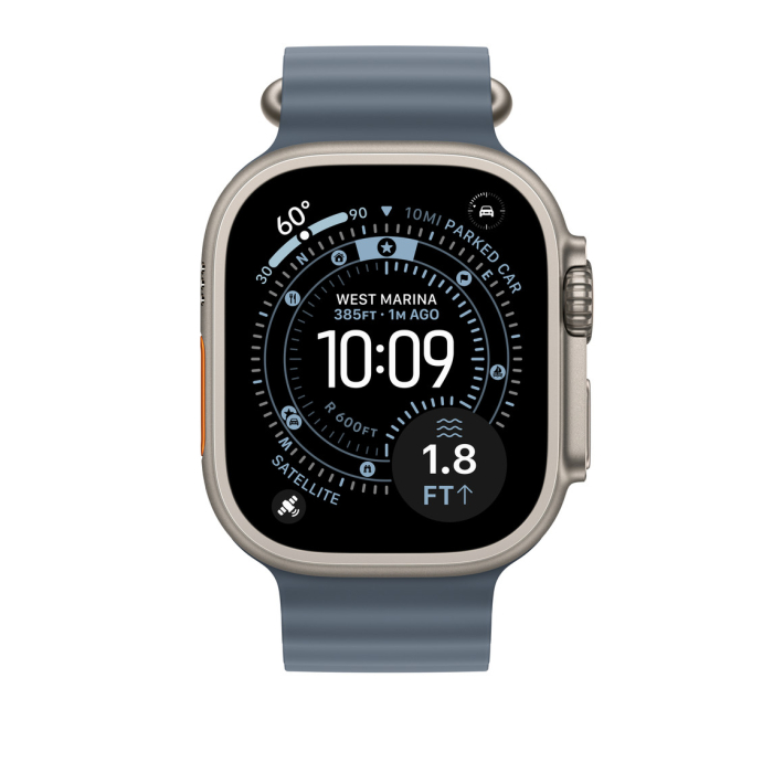 Apple Watch 49mm Band:  Anchor Blue Ocean Band - Natural Titanium Finish [2]