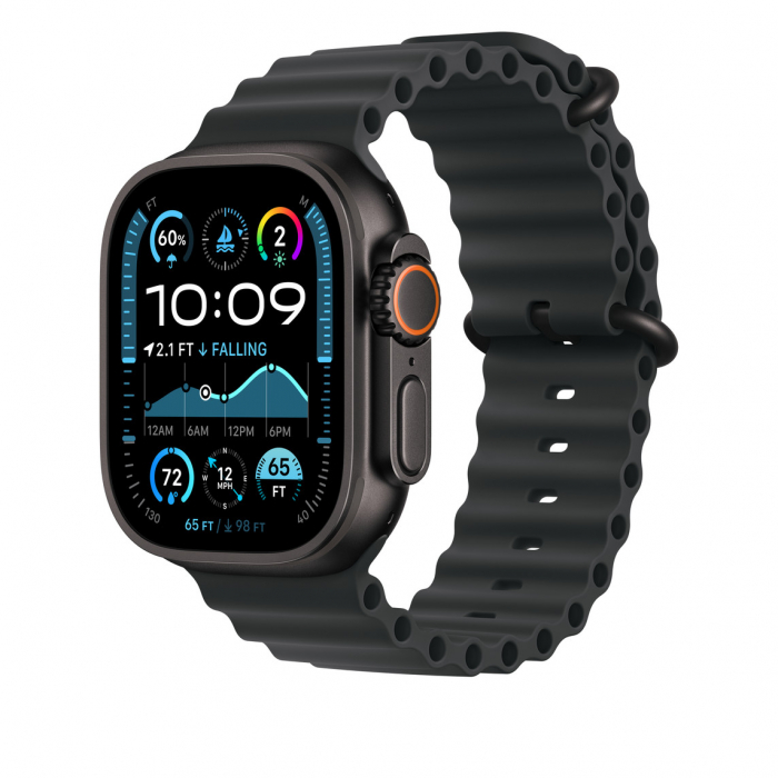 Apple Watch 49mm Band:  Black Ocean Band - Black Titanium Finish [2]