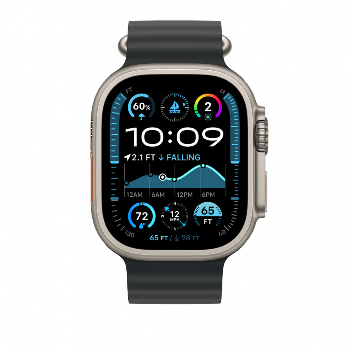 Apple Watch 49mm Band:  Black Ocean Band Extension - Natural Titanium Finish [3]