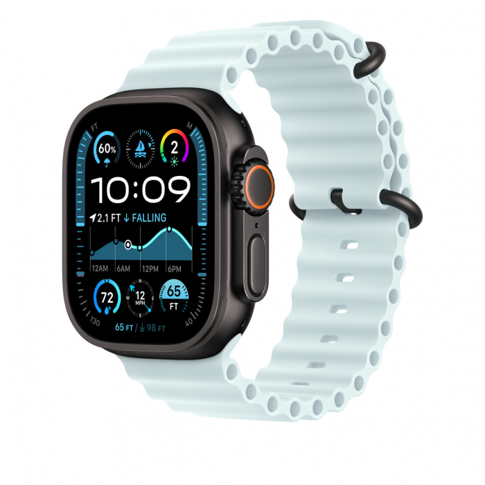 Apple Watch 49mm Band:  Ice Blue Ocean Band - Black Titanium Finish [2]