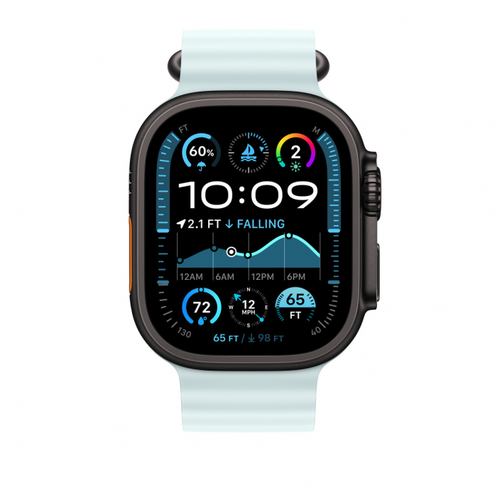 Apple Watch 49mm Band:  Ice Blue Ocean Band Extension - Black Titanium Finish [3]