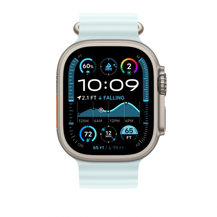 Apple Watch 49mm Band:  Ice Blue Ocean Band Extension - Natural Titanium Finish [3]