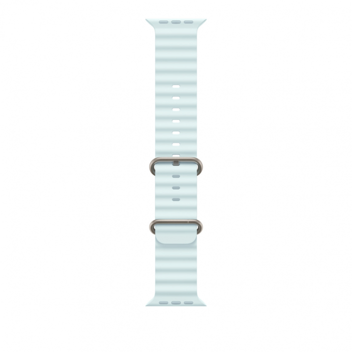 Apple Watch 49mm Band:  Ice Blue Ocean Band - Natural Titanium Finish [1]
