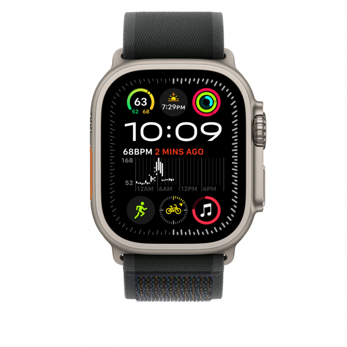 Apple Watch 49mm Loop:  Black Trail Loop - S/M - Natural Titanium Finish [3]