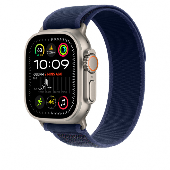Apple Watch 49mm Loop:  Blue Trail Loop - S/M - Natural Titanium Finish [2]