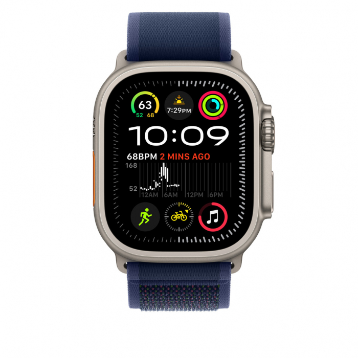 Apple Watch 49mm Loop:  Blue Trail Loop - S/M - Natural Titanium Finish [3]