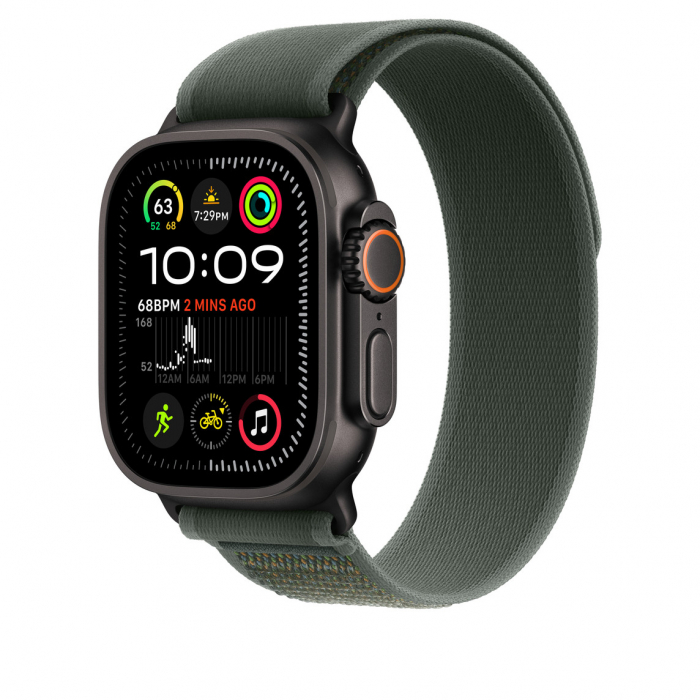 Apple Watch 49mm Loop:  Green Trail Loop - S/M - Black Titanium Finish [3]