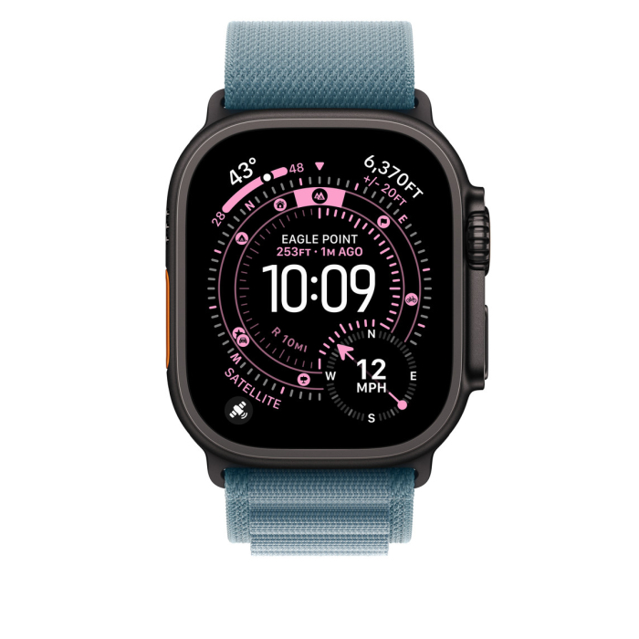 Apple Watch 49mm Loop:  Light Blue Alpine Loop - Large - Black Titanium Finish [3]