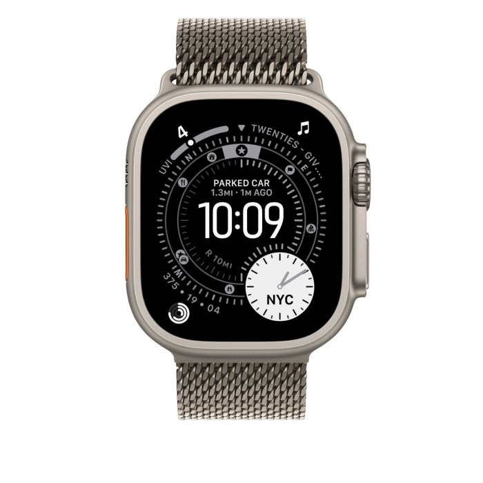 Apple Watch 49mm Loop:  Natural Titanium Milanese Loop - Large [3]