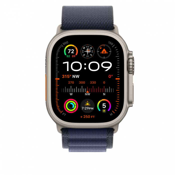 Apple Watch 49mm Loop:  Navy Alpine Loop - Medium - Natural Titanium Finish [2]