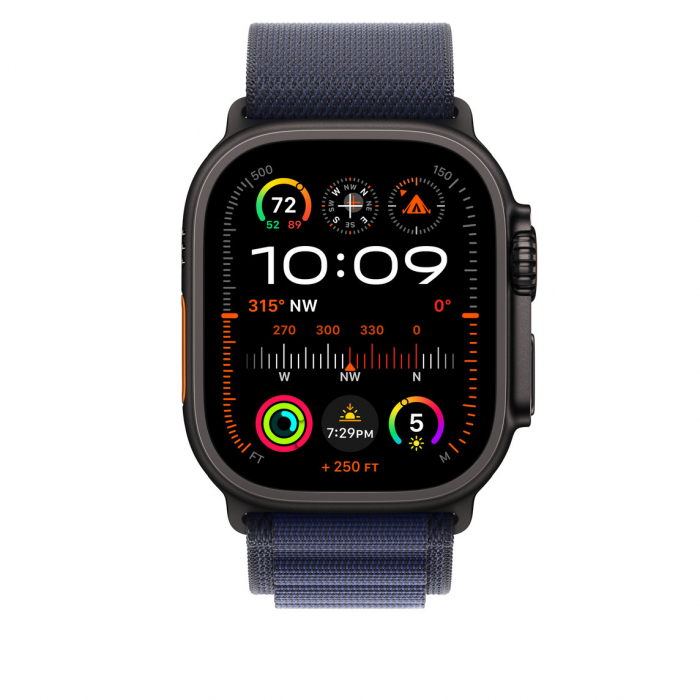 Apple Watch 49mm Loop:  Navy Alpine Loop - Small - Black Titanium Finish [3]