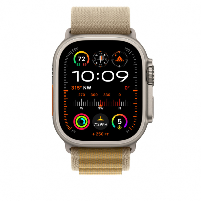 Apple Watch 49mm Loop:  Tan Alpine Loop - Medium - Natural Titanium Finish [3]