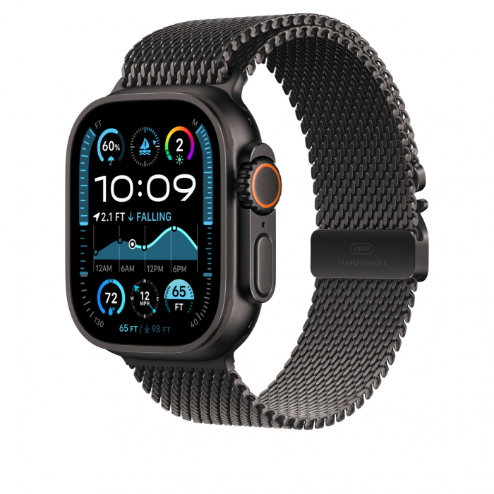 Apple Watch 49mm Milanese Loop:  Black Titanium Milanese Loop - Medium [2]