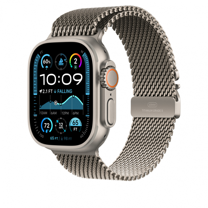 Apple Watch 49mm Milanese Loop:  Natural Titanium Milanese Loop - Small [3]