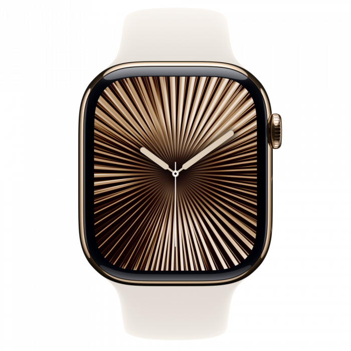Apple Watch S10 Cellular 46mm Gold Titanium Case with Starlight Sport Band - S/M [2]