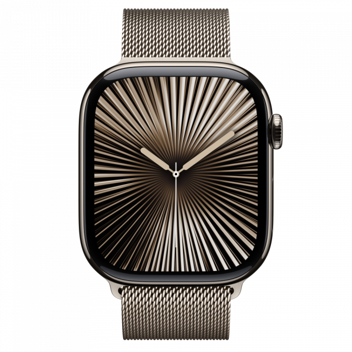 Apple Watch S10 Cellular 46mm Natural Titanium Case with Natural Milanese Loop - S/M [3]