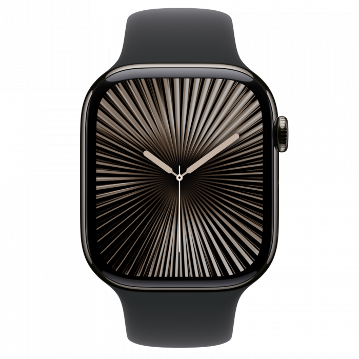 Apple Watch S10 Cellular 46mm Slate Titanium Case with Black Sport Band - S/M [3]