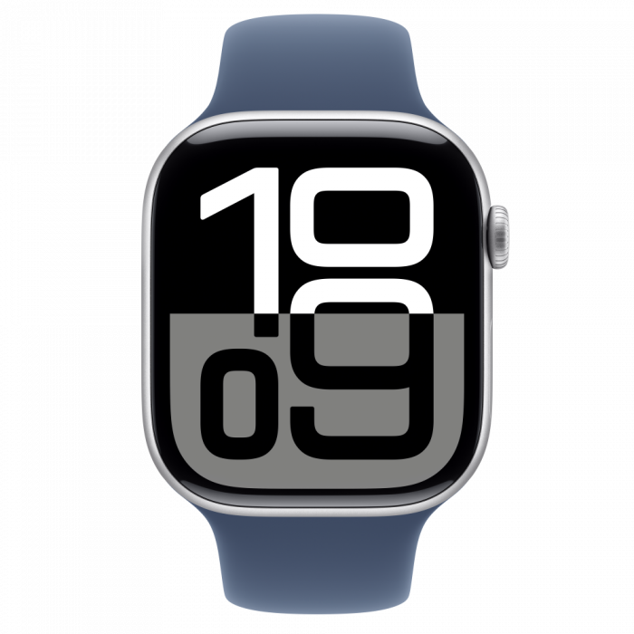Apple Watch S10 GPS 46mm Silver Alu Case with Denim Sport Band - M/L [2]