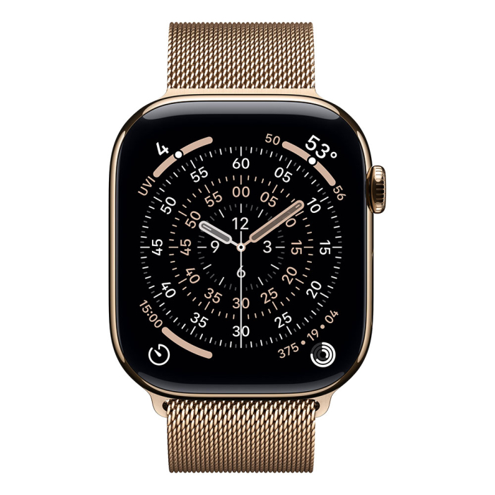 Apple Watch S11 Cellular 46mm Gold Titanium Case with Gold Milanese Loop - M/L [3]