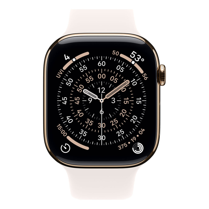 Apple Watch S11 Cellular 46mm Gold Titanium Case with Light Blush Sport Band - M/L [3]