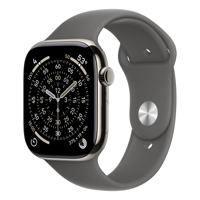 Apple Watch S11 Cellular 46mm Natural Titanium Case with Stone Grey Sport Band - S/M [1]